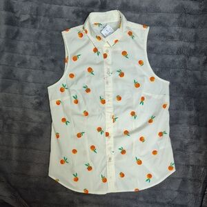 J.Crew Orange Printed Sleeveless Shirt Size Small! New With Tags